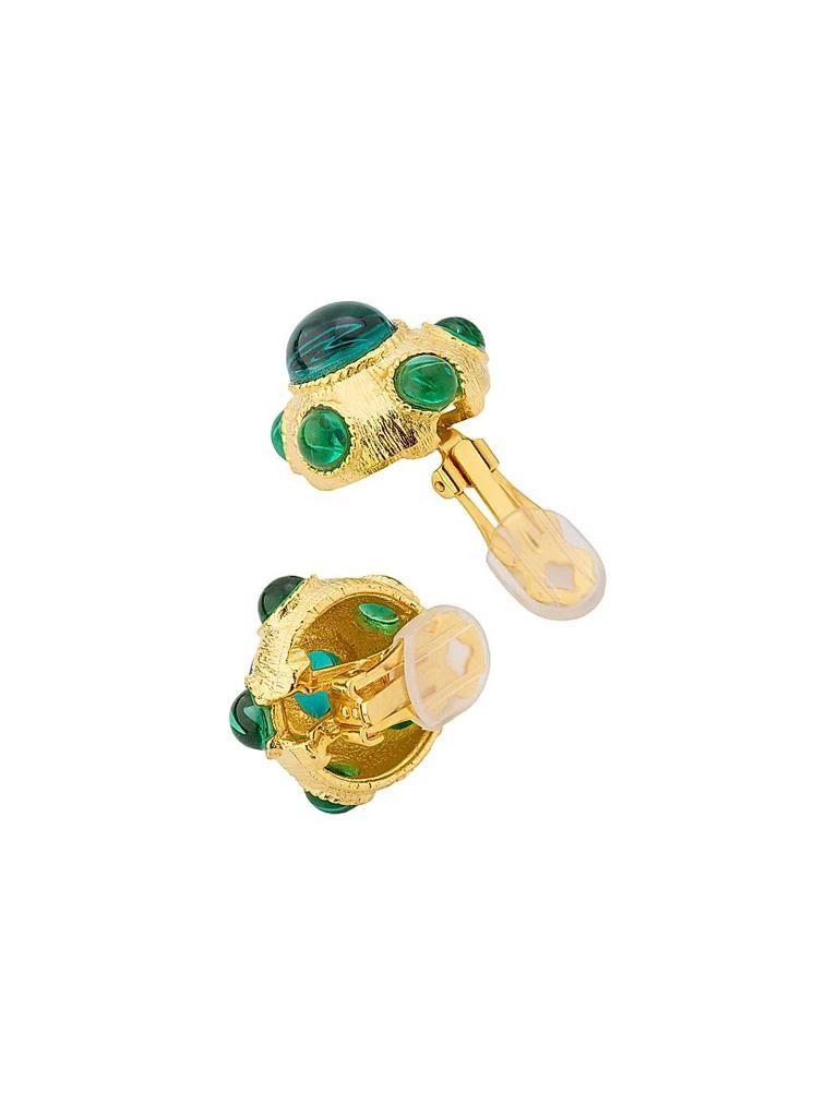 Kenneth Jay Lane Goldtone 
Faux Emerald Clip-On Earrings 4