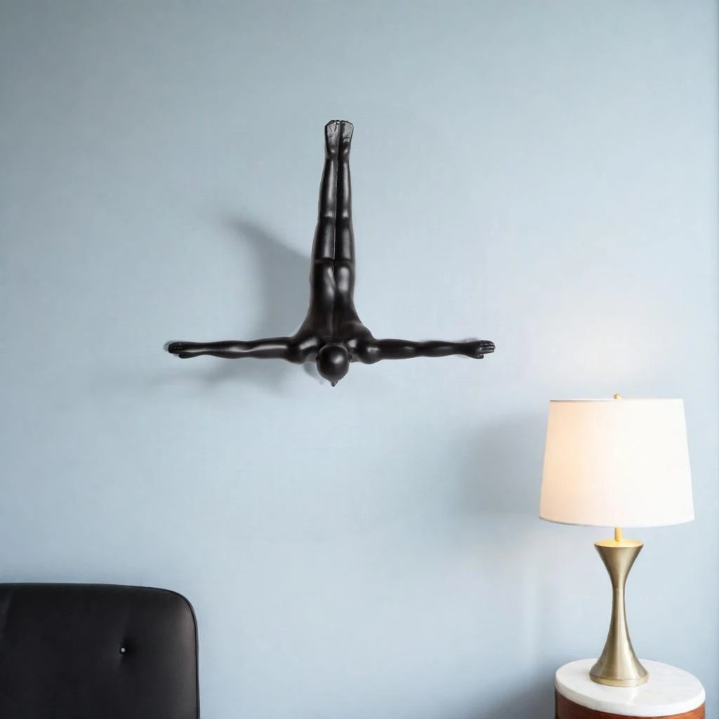 Hivvago 7" Black Diver Resin Wall Decor 2