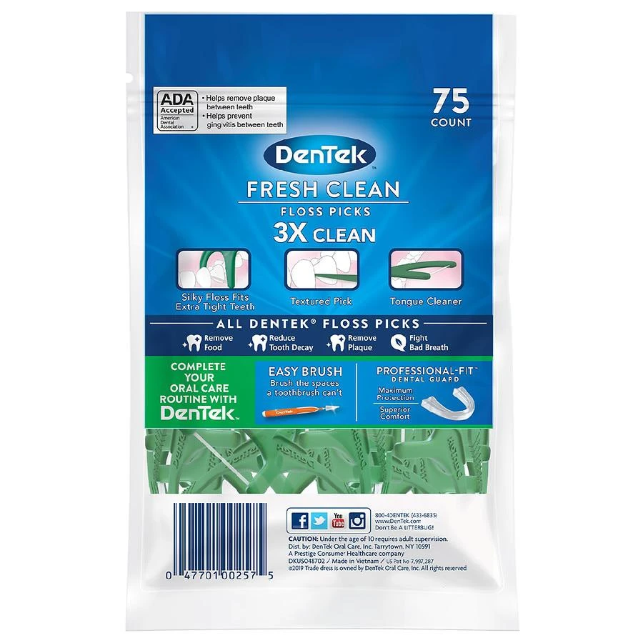 DenTek Fresh Clean Floss Picks Mouthwash Blast Mint 2