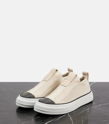 Brunello Cucinelli Suede-trimmed canvas sneakers 4