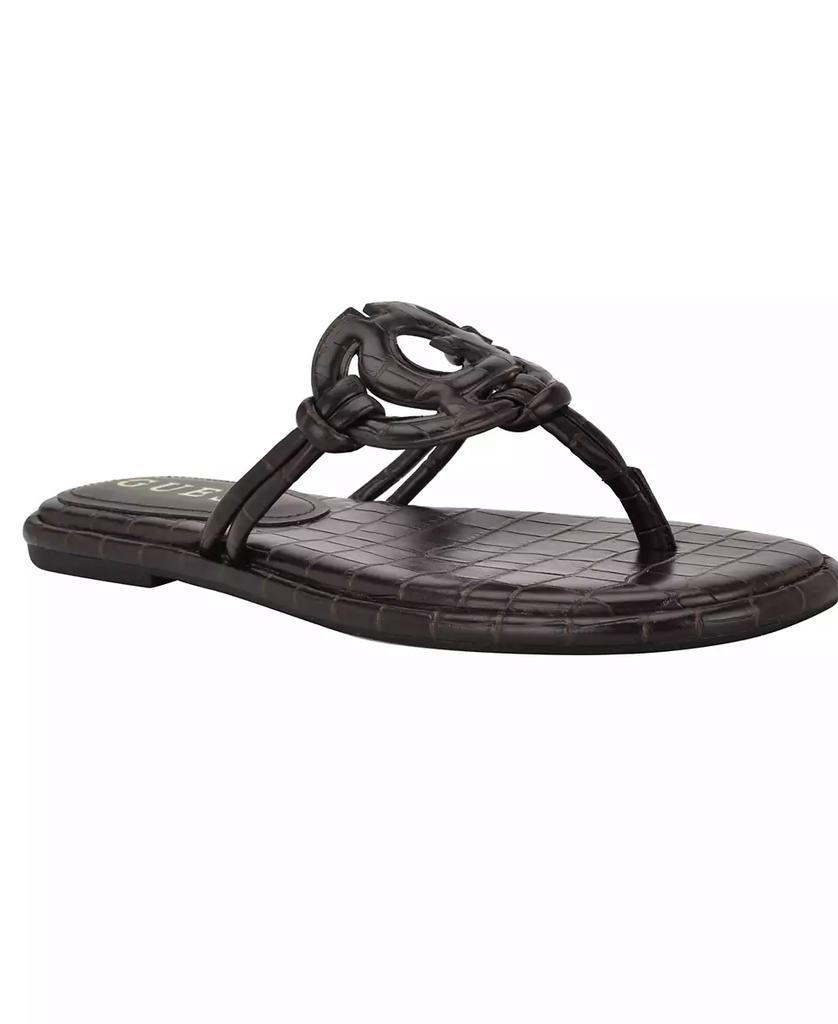 GUESS Women's Saime Embellished G Cutout Flat Thong Sandals