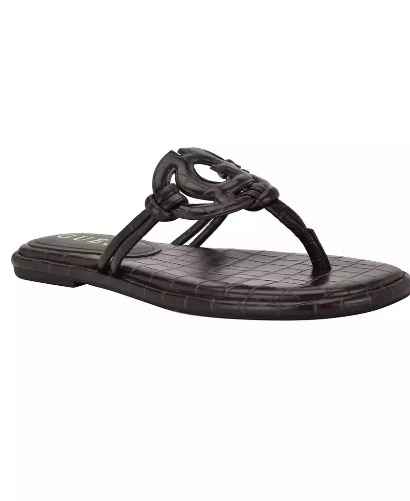 GUESS Women's Saime Embellished G Cutout Flat Thong Sandals 1