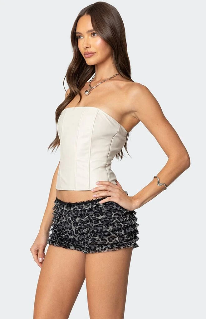 Edikted Betty Lace Up Faux Leather Corset 4