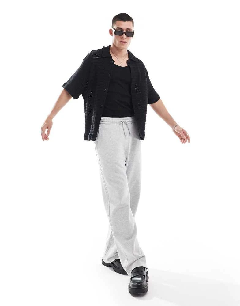 Weekday Weekday Astro wide leg joggers in grey melange 2