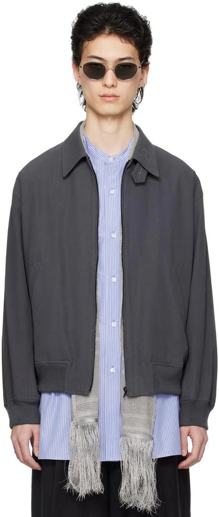 YLÈVE Gray Spread Collar Bomber Jacket 1