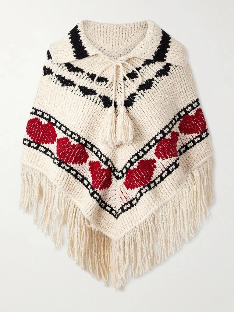 Alix of Bohemia Faune Fringed Jacquard-knit Cotton Poncho