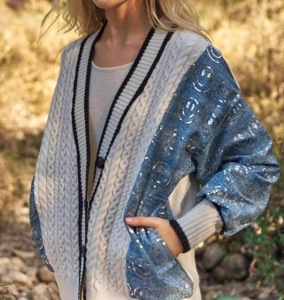Mello Mello - Mixed Media Happy Face Cardigan