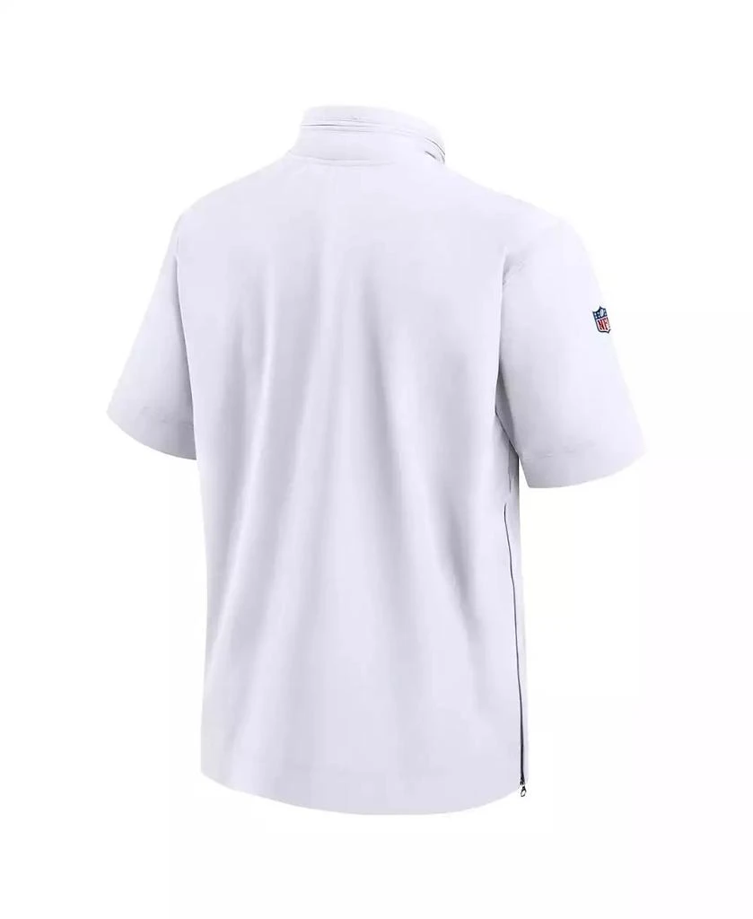 NIKE Men's White New England Patriots Sideline Coach Short Sleeve Hoodie Quarter-Zip Jacket 4