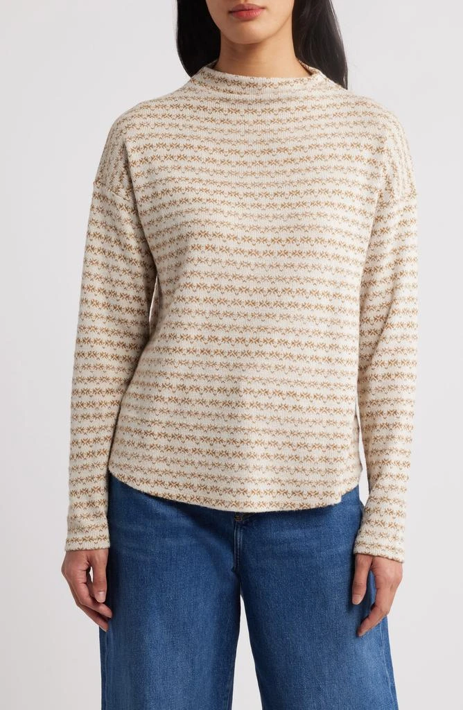 Bobeau Jacquard Mock Neck Knit Top 1