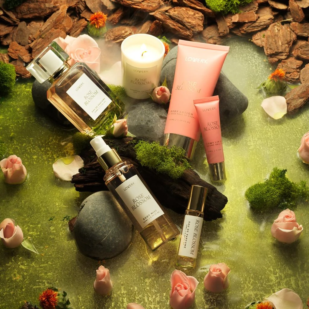 Lovery Rose Blossom Bath and Body Care Fragrance Set, 8pc. Luxury Gift Set with Cosmetic Bag 2