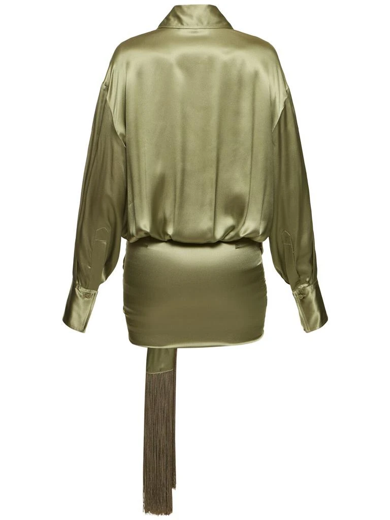 The Attico Satin Long Sleeve Mini Dress 4