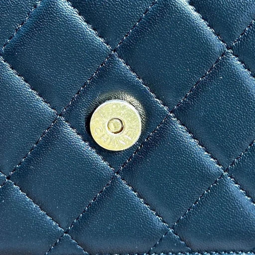 Chanel Chanel Black Gold Lambskin Leather Double Chain Large Phone Bag 8