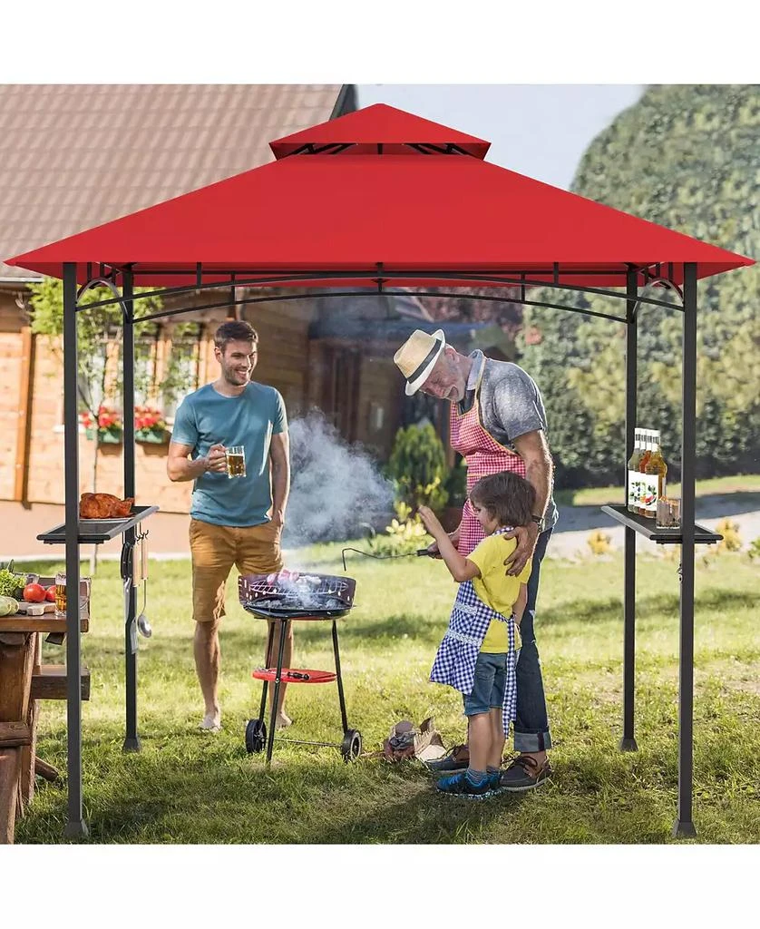 GOUUN 8 x 5 Feet Outdoor Barbecue Grill Gazebo Canopy Tent BBQ Shelter-Red 4