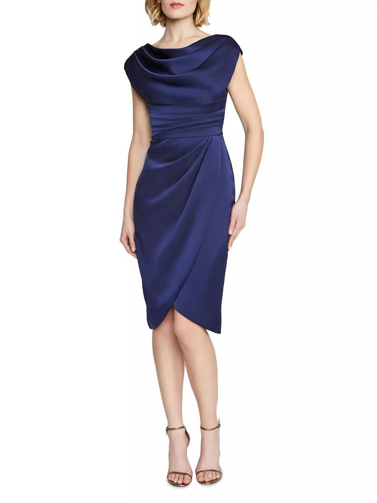 Theia Ivy Gathered Satin Cocktail Dress 3