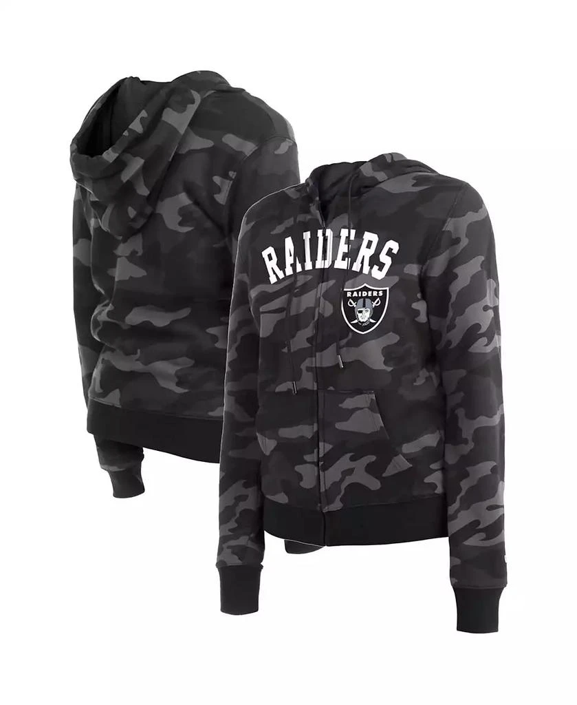 New Era Women's Black Las Vegas Raiders Camo Full-Zip Hoodie 1