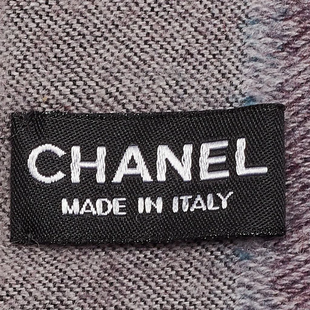 Chanel Chanel Multicolor Logo Pattern Cashmere and Silk Raw Edge Scarf 4