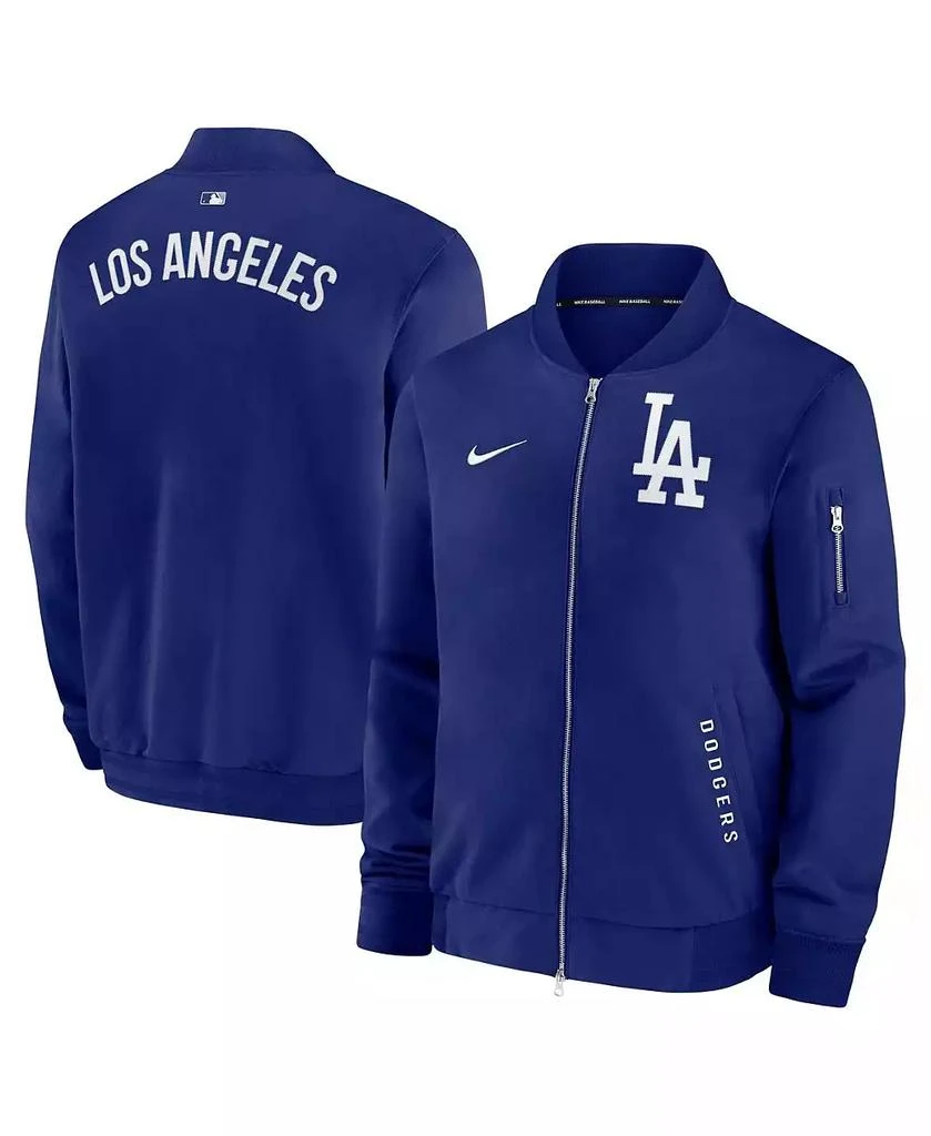 NIKE Men's Royal Los Angeles Dodgers Authentic Collection Dugout Full-Zip Bomber Jacket 1
