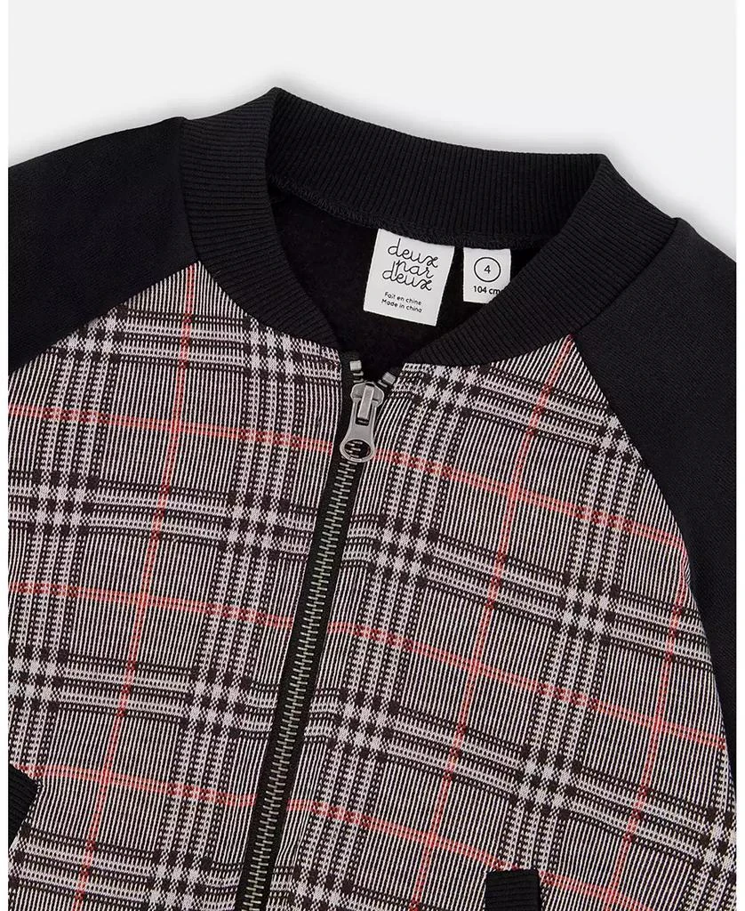 Deux par Deux Baby Boy Bi-Material Zip Front Jacket Gray and Black Plaid - Baby 4
