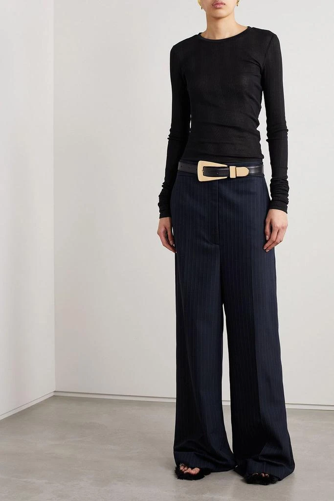 Khaite Lenora gathered ribbed cotton-blend top 2