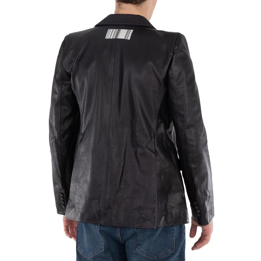 VTMNTS Men's Black Barcode Leather Blazer 3
