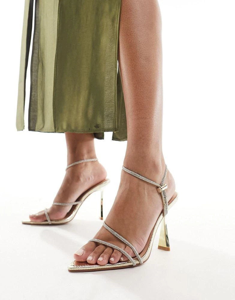Simmi Wide Fit Simmi London Wide Fit Adia embellished heeled sandals in gold 1