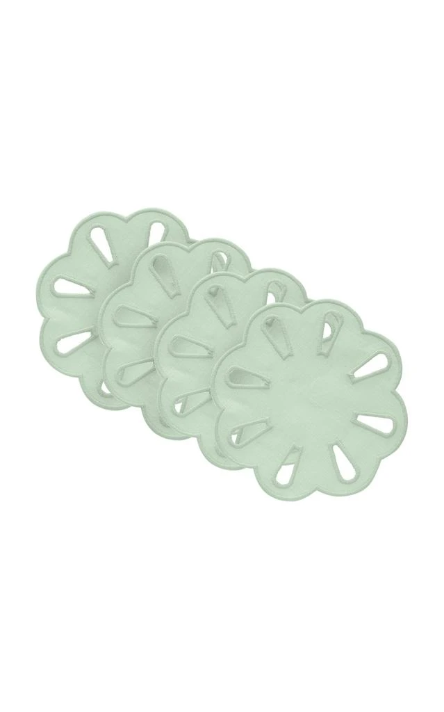 MoDA Moda Domus - Set-of-Four Handcrafted Linen Coasters  - Green - Moda Operandi 1