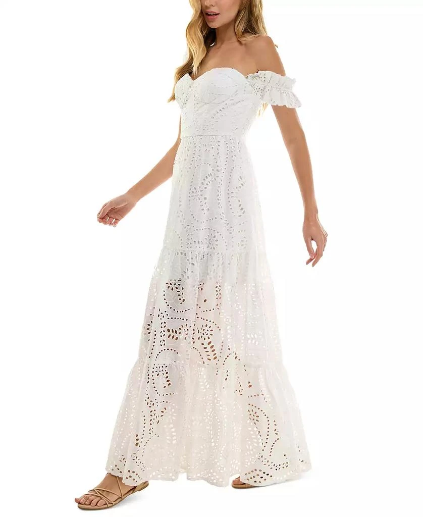 SENI & CADE Juniors' Off-The-Shoulder Eyelet Maxi Dress 3