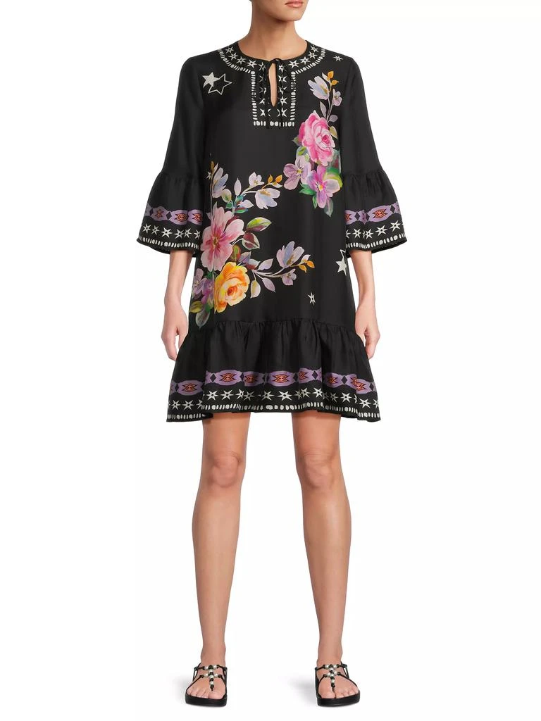 Johnny Was Hailee Floral Bell-Sleeve Minidress 2