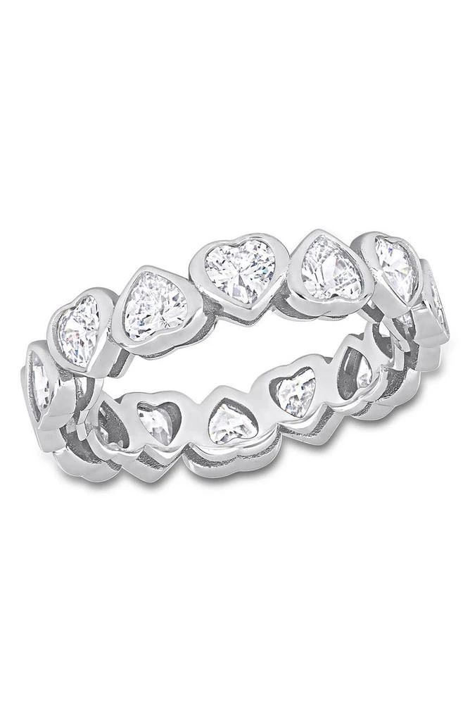 DELMAR Sterling Silver CZ Heart Eternity Ring