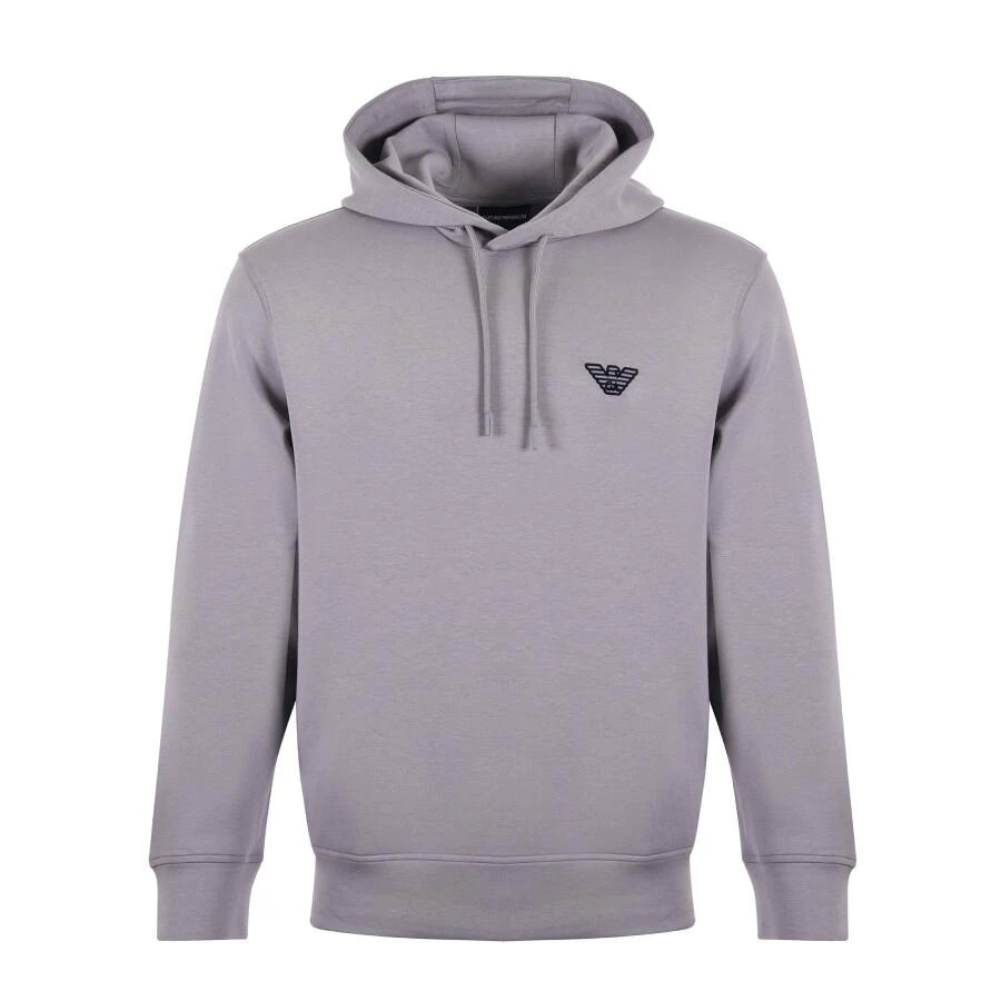 Emporio Armani Flocked-Logo Cotton-Blend Hoodie 1