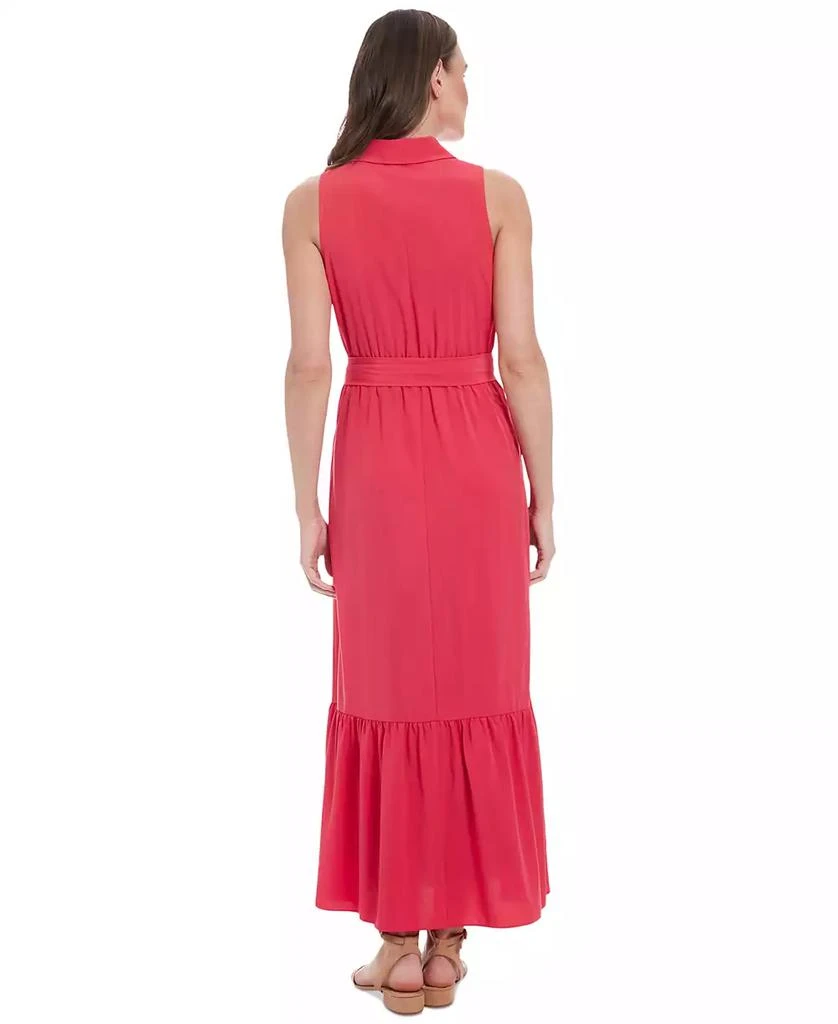 London Times Women's Sleeveless Tiered Maxi Shirtdress 4