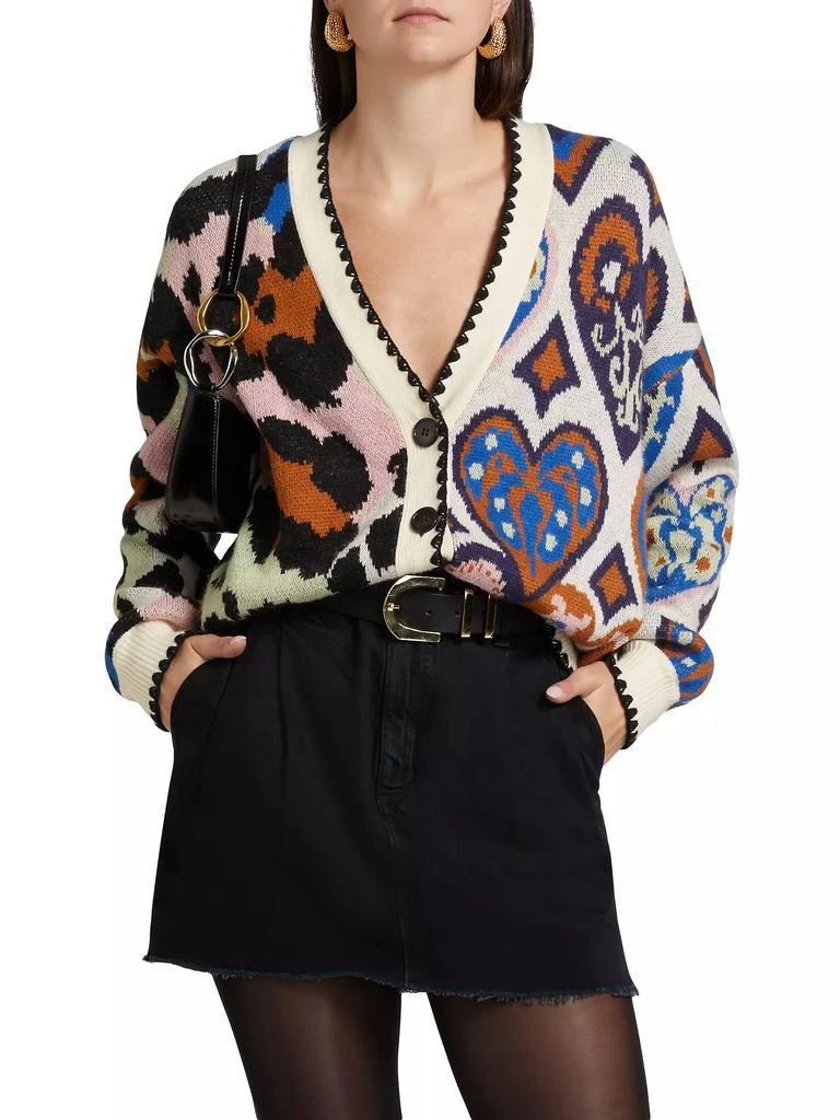 Farm Rio Intarsia-Knit V-Neck Cardigan 3