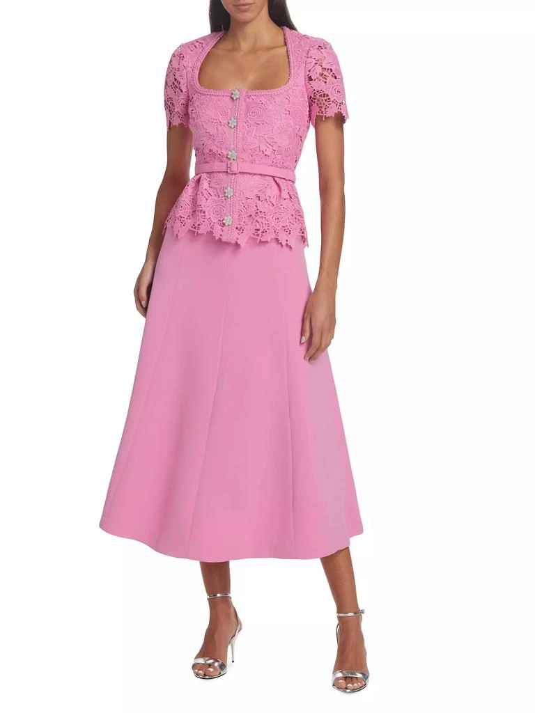 Self Portrait Mixed-Media Lace Midi-Dress 2