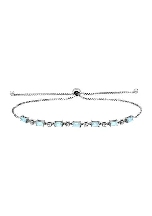 Belk 
Co. 2.31 ct. t.w. Blue Topaz and Diamond Bolo Bracelet, Sterling Silver