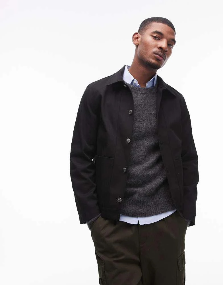 ARKET ARKET heavy twill workwear overshirt in black 1