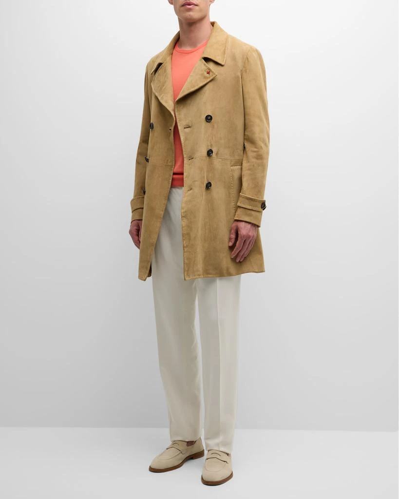 Isaia Men's Belted Suede Trench Coat 2
