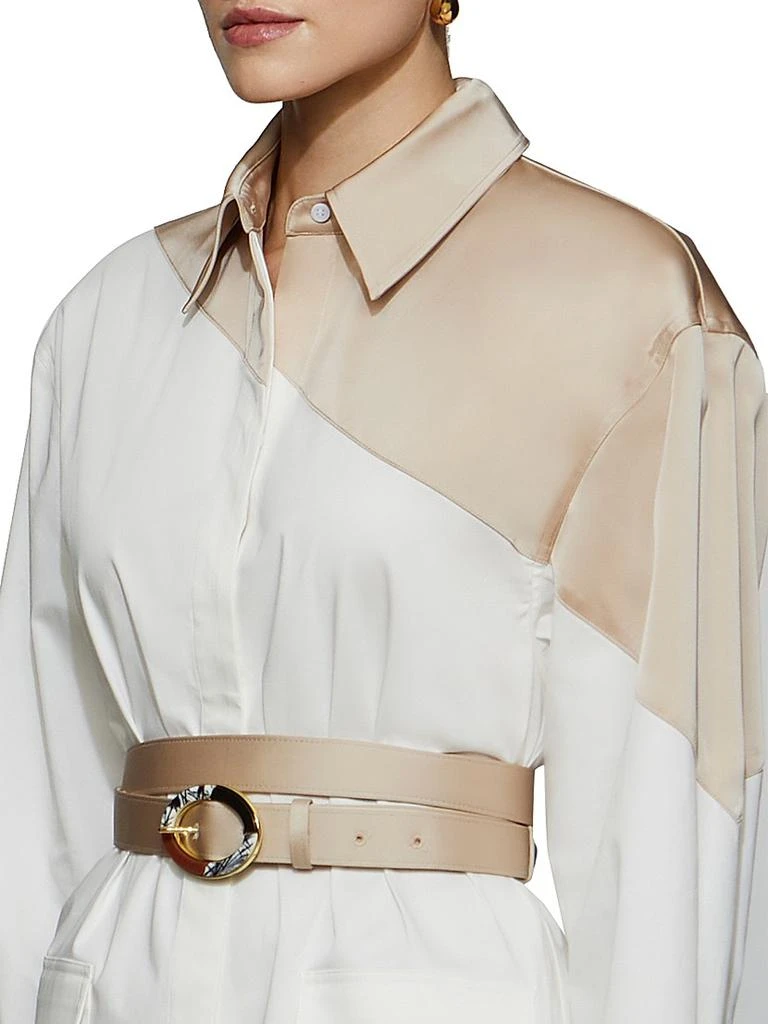ET OCHS Halle Poplin & Satin Belted Shirt Dress 7