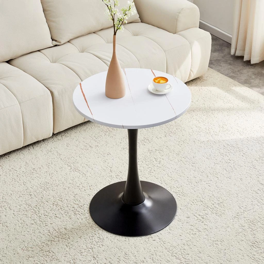 Streamdale Furniture Streamdale Round Dining Table, 23.6" Tulip Bistro Table with Metal Pedestal (White)