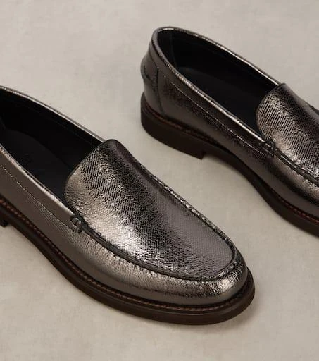 Brunello Cucinelli Metallic leather loafers 5