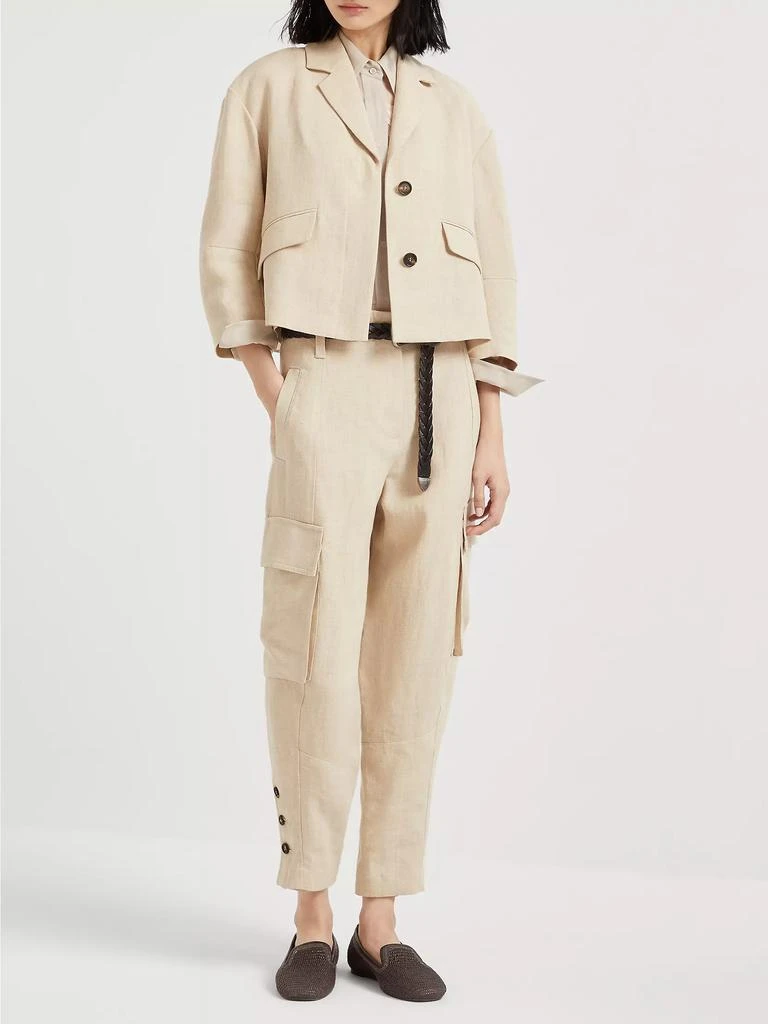 Brunello Cucinelli Linen Panama Explorer Cargo Trousers 5