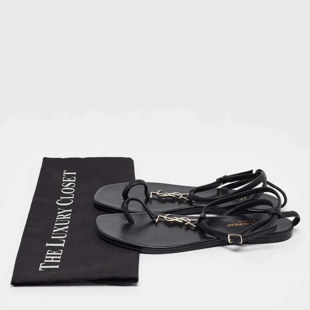 Yves Saint Laurent Saint Laurent Black Leather Monogram T Strap Flats Size 36.5 9