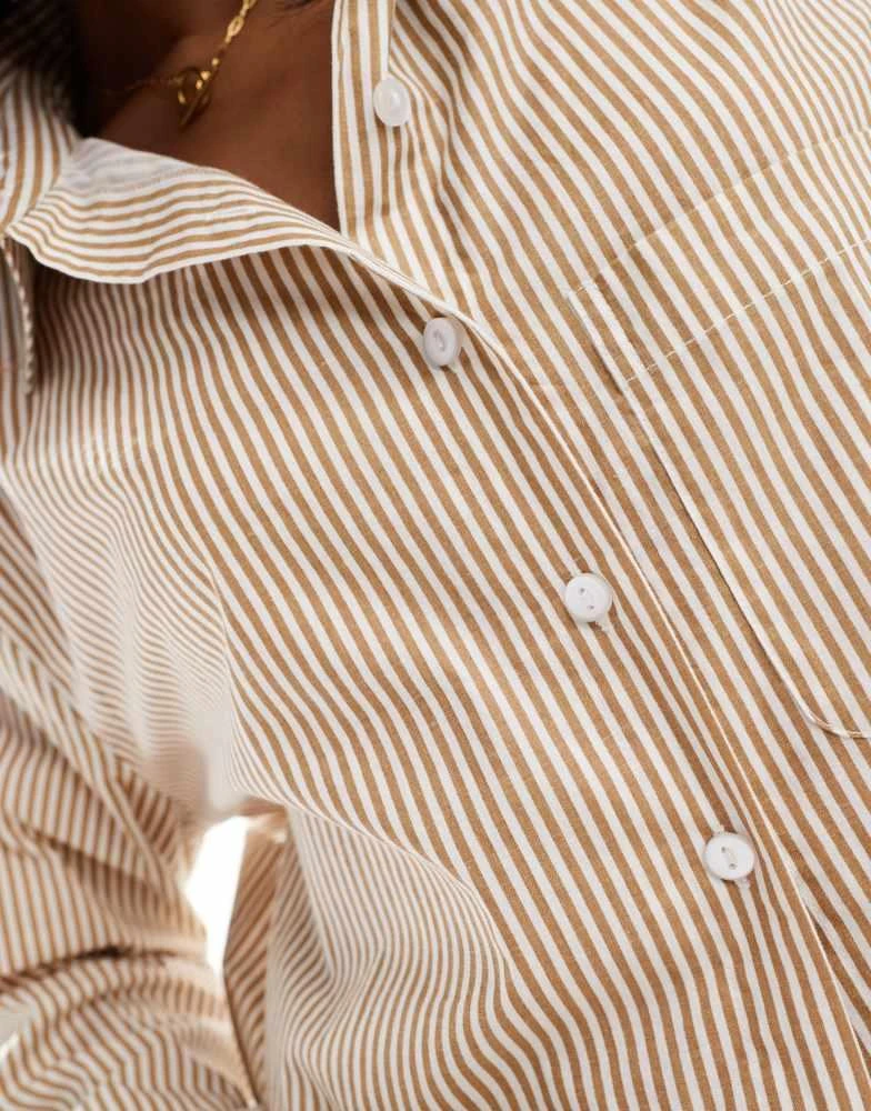 Luna Luna oversized pyjama shirt in brown stripe 4