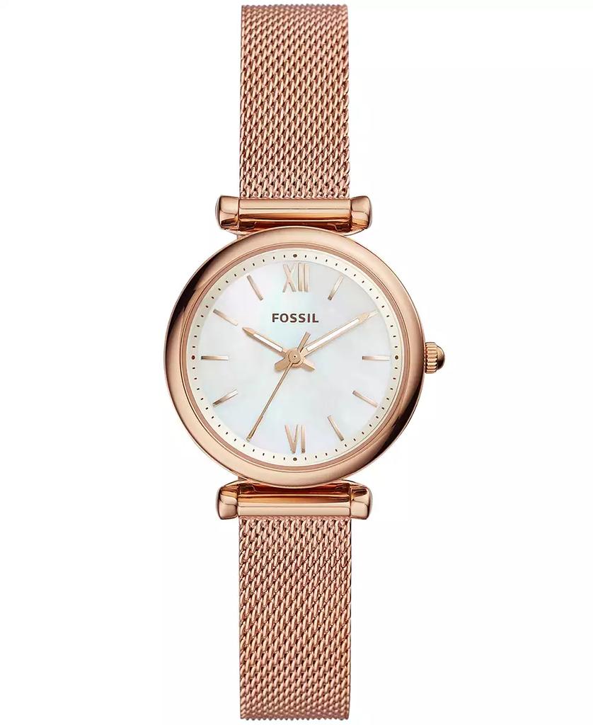 Fossil Women's Mini Carlie Stainless Steel Mesh Bracelet Watch 28mm