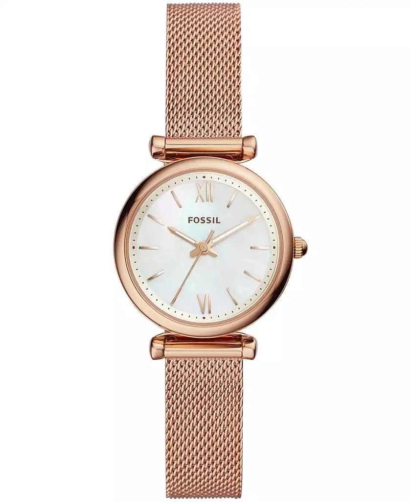 Fossil Women's Mini Carlie Stainless Steel Mesh Bracelet Watch 28mm 1