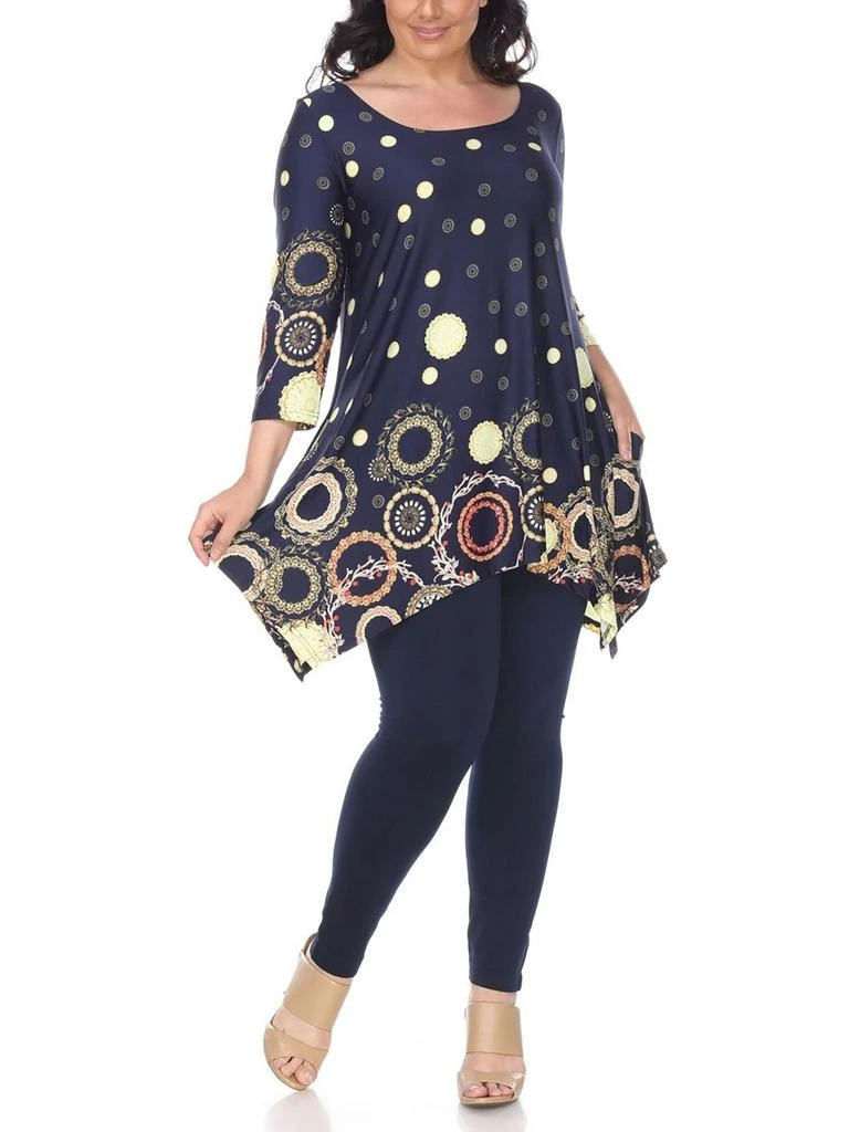 White Mark Plus Womens Sharkbite Hem Floral Tunic Top 8