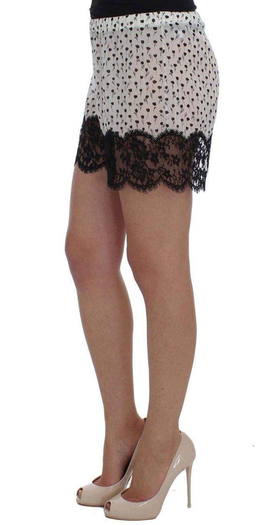Dolce & Gabbana Dolce & Gabbana  White Black Floral Lace Silk Sleepwear Shorts