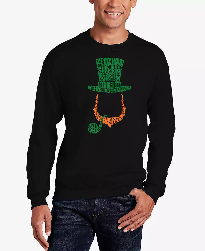LA Pop Art Men's Leprechaun Word Art Crewneck Sweatshirt