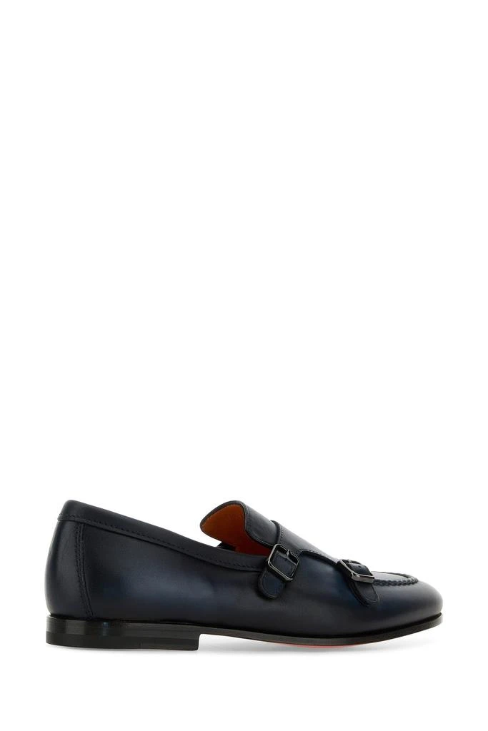 Santoni Midnight blue leather Dong monk strap shoes 3