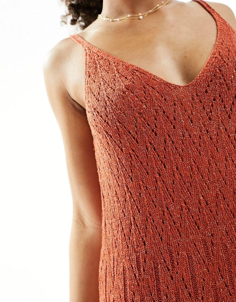 New Look New Look crochet glitter beach maxi dress in brown 2