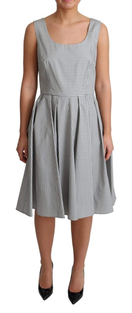 Dolce & Gabbana Dolce & Gabbana Gray Polka Dotted Cotton A-Line Dress